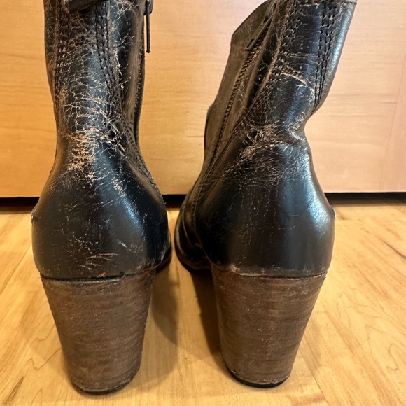 BED STU GENTRY WEDGE BLACK LUX BOOTIE BOOTS VINTAGE WESTERN BLACK BOHO Sz 8 - Picture 3 of 7
